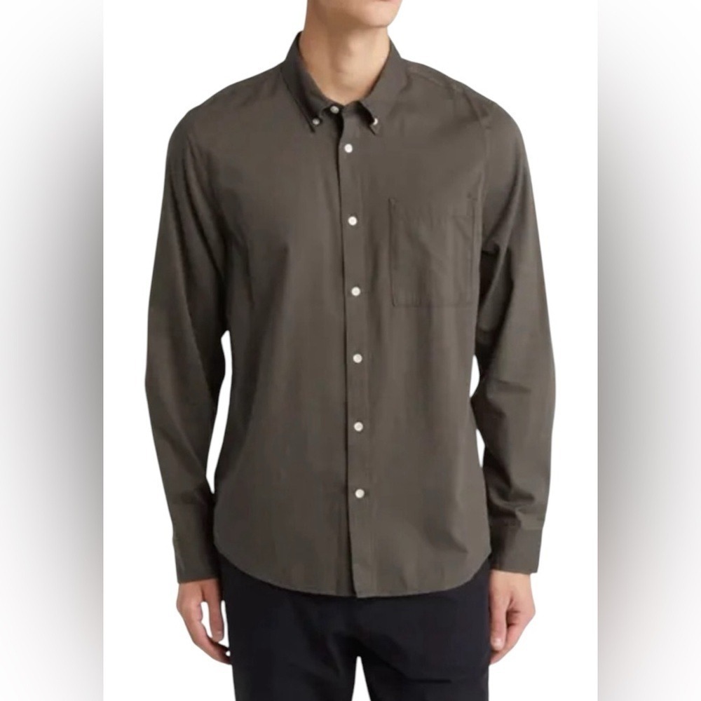 NN.07 No Nationality Arne 5655 Mens Button Up Shirt Olive Green Size Large